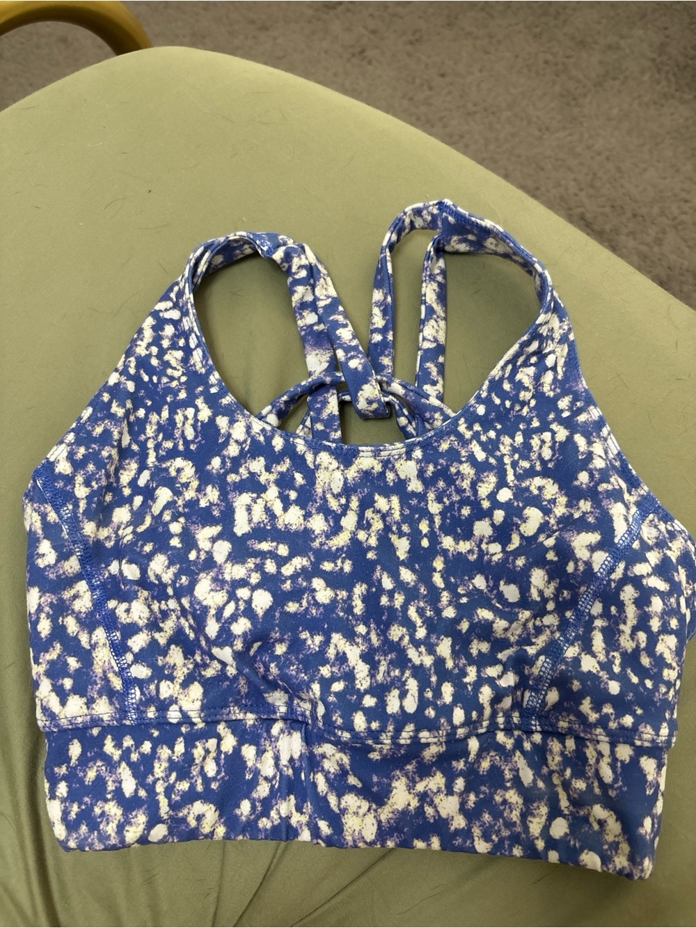 ZELOS Blue purple  & White Speckled Tie-Back sports bra
